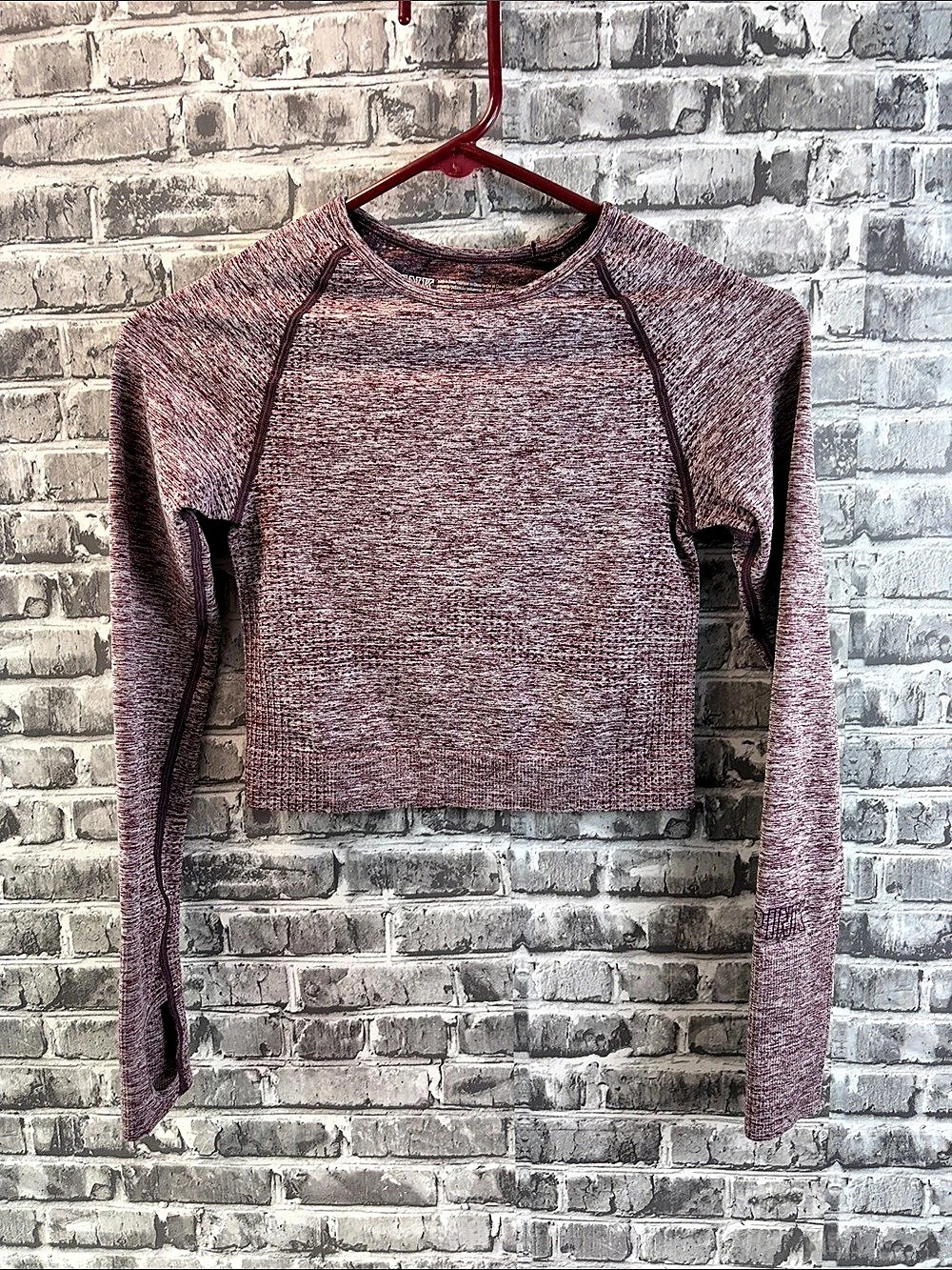 PINK Long Sleeve Crop Top in & Purple Size Small Like New